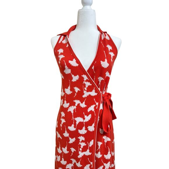 Diane Von Furstenberg Target Cherry Tomato Sleeveless Knit Gingko Wrap Dress S - Picture 4 of 8
